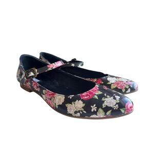 MITU Black Floral Mary Jane Flats Size 10